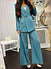 Шовковий класичний жіночий костюм Веста двобортний жакет та широкі брюки Df5565, фото 8