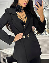 Шовковий класичний жіночий костюм Веста двобортний жакет та широкі брюки Df5565, фото 2