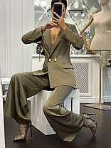 Шовковий класичний жіночий костюм Веста двобортний жакет та широкі брюки Df5565, фото 4