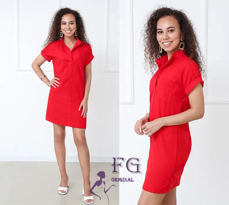 Жіноча літня лляна сукня з кишенею на грудях, фото 1