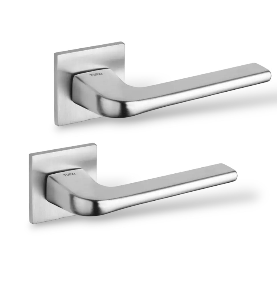 Ручки дверні TUPAI 4007Q 5S-96 хром матовий (для міжкімнатних/вхідних дверей ), фото 1