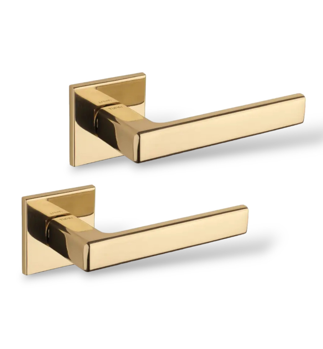 Ручки дверні TUPAI 3095Q 5S-01 золото поліроване (для міжкімнатних/вхідних дверей ), фото 1