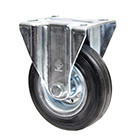 Неповоротные колеса для тележек с крепежной панелью "Norma", из черной резины