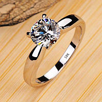 Кільце з кубічним цирконієм. Біле золото (Pt 750), сертифікат.  Чудовий блиск і перелив фіаніту AAA