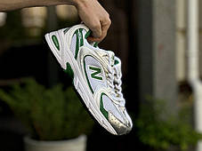 Чоловічі кросівки New balance 530 White Green Silver Нью Беланс 530 білі із зеленим текстиль-сітка демісезон, фото 2