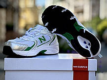 Чоловічі кросівки New balance 530 White Green Silver Нью Беланс 530 білі із зеленим текстиль-сітка демісезон, фото 4