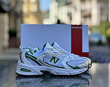 Чоловічі кросівки New balance 530 White Green Silver Нью Беланс 530 білі із зеленим текстиль-сітка демісезон, фото 3