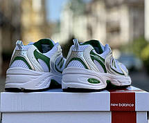 Чоловічі кросівки New balance 530 White Green Silver Нью Беланс 530 білі із зеленим текстиль-сітка демісезон, фото 5