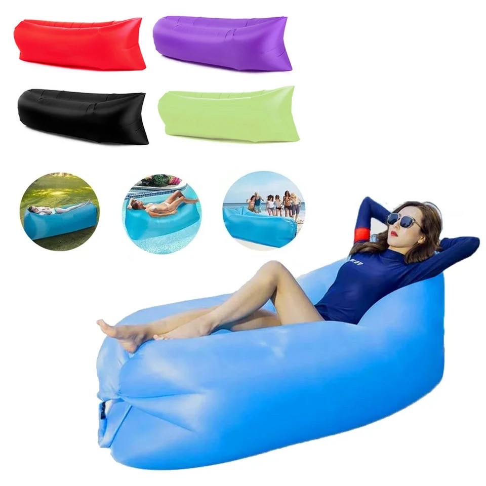 Ламзак надувний диван Надувний диван Надувний диван ламзак лежак на пляж із кишенею та кілочком гамак для дачі