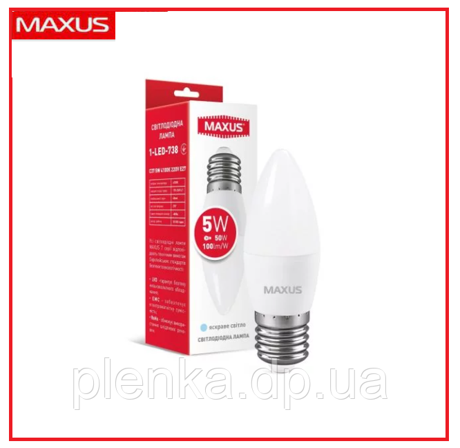 LED лампа MAXUS C37 5W 4100K 220V E27 (1-LED-738)