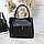 Велика чорна сумка на плече міська модна стильная шоппер шкірзам, фото 2