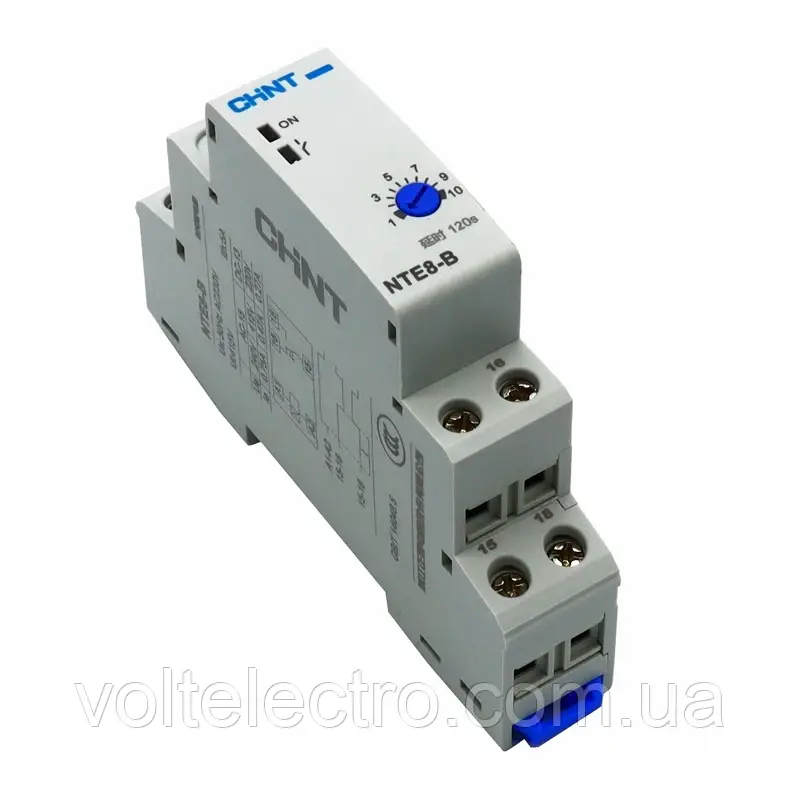 Реле часу NTE8-120B (затримка часу увімкнення) 10-120 с, 1НО, AC230 В