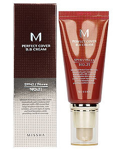 MISSHA Perfect Cover BB Cream SPF42/PA++ #21 Light Beige, ВВ крем, 50 мл. До 08/2026