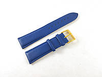 Кожаный ремешок для наручных часов 22 мм Nagata Spain синий гладкий с золотистой пряжкой