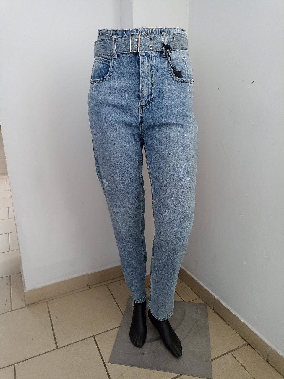 Джинси Dimarkis жіночі МОМ котон літні висока посадка 28 блакитні, фото 1