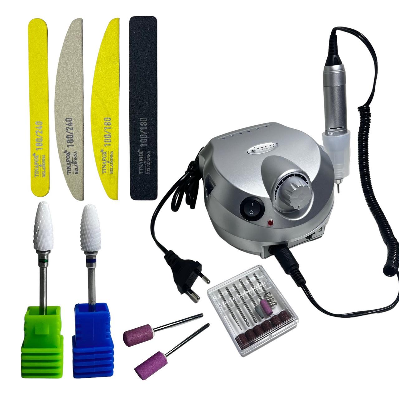 Набір для апаратного манікюру з фрезером ZS-601 + насадки та пилочка