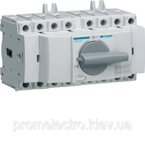 Перемикач трьохпозиційний I-0-II 400/690В, 40А, 4п, 7м Hager HIM404