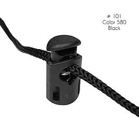 Фіксатор Чорний для шнура #101 з одним отвором, пластик