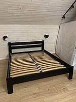 Двуспальная кровать деревянная Палермо 180х200 Черная эмаль Шаг ламелей 2,5 см.