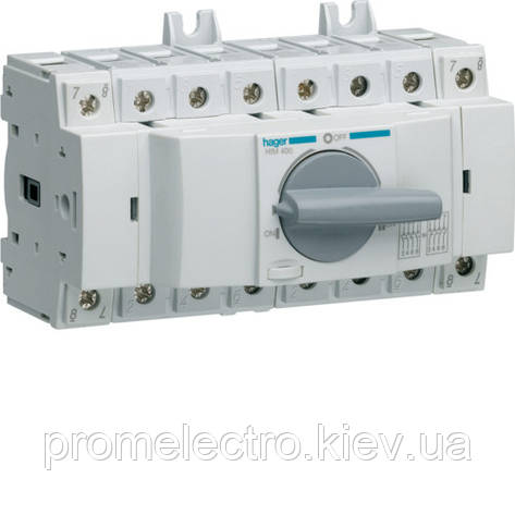 Перемикач трьохпозиційний I-0-II 400/690В, 63А, 4п, 8м Hager HIM406, фото 1