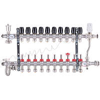 Коллектор из нержавеющей стали KR в сборе на 10 выходов с трехходовым клапаном