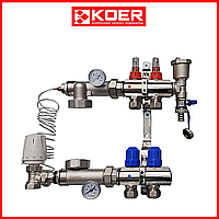Коллектор KR для теплого пола латунный в сборе на 2 контура