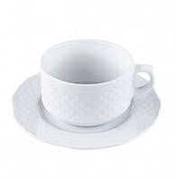 Чашка Lubiana Afrodyta фарфорова біла 250 мл із блюдцем 160 мм (2604.2613)