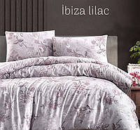 Постельное белье с простыней на резинке ранфорс First Сhoice Homesko Ibiza lilac евро