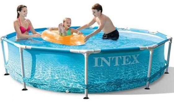 Круглий каркасний басейн intex 305х76см, дитячий збірний басейн об'єм 4485 л, Блакитний