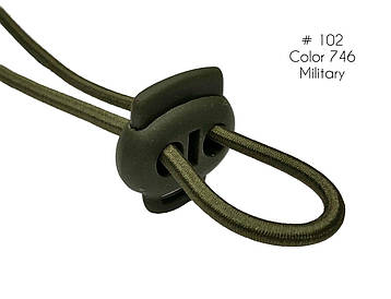 Фіксатор Хакі для гумового шнура #102 з двома отворами, пластик