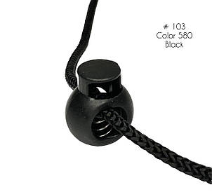 Фіксатор Чорний для шнура #103 з одним отвором, пластик