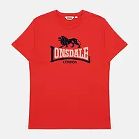 Мужская футболка Lonsdale - хлопковая, красная с принтом XL