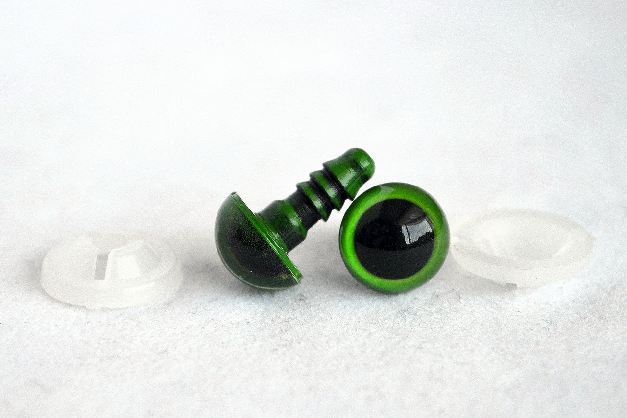 Очі для іграшок гвинтові, d-10 мм, зелені, набір 10 шт., фото 1