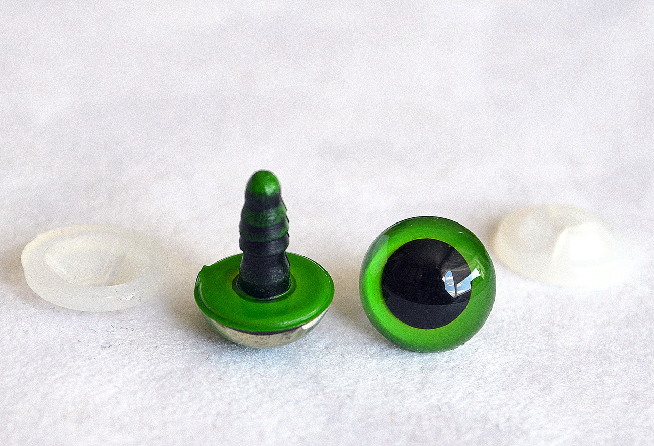 Очі для іграшок гвинтові, d-12 мм, зелені, пара, фото 1