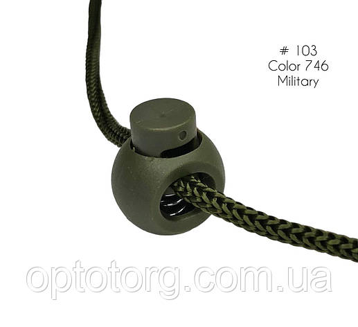 Фіксатор Хакі для шнура #103 з одним отвором, пластик, фото 1