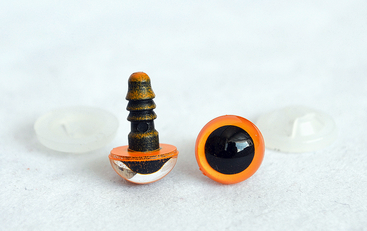 Очі для іграшок гвинтові, d-10 мм, помаранчеві, пара, фото 1