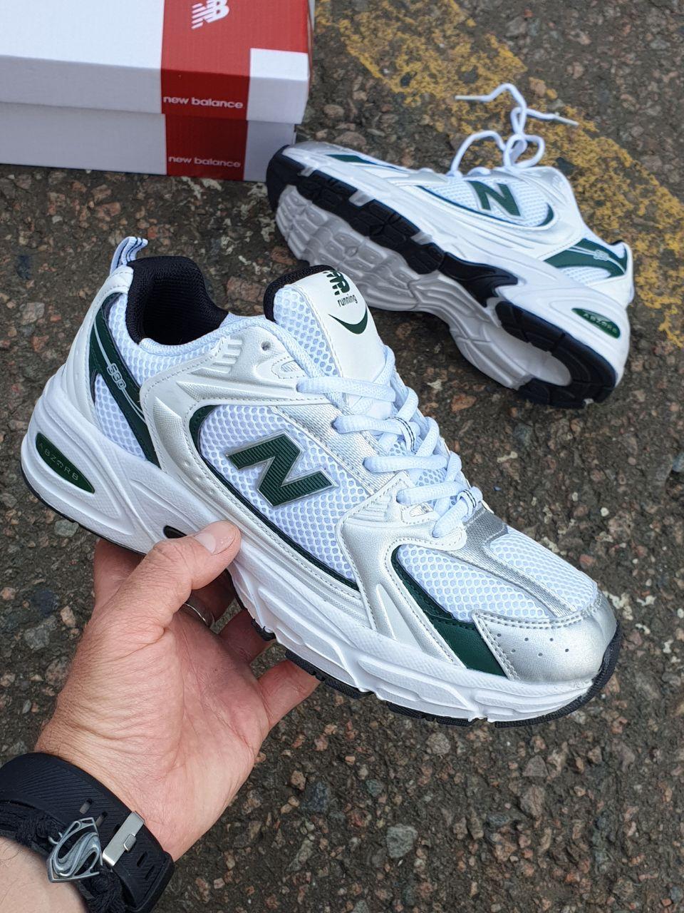 Кросівки чоловічі New Balance 530 White Green Silver білі із зеленим літніми спортивними легкими 49 баланс