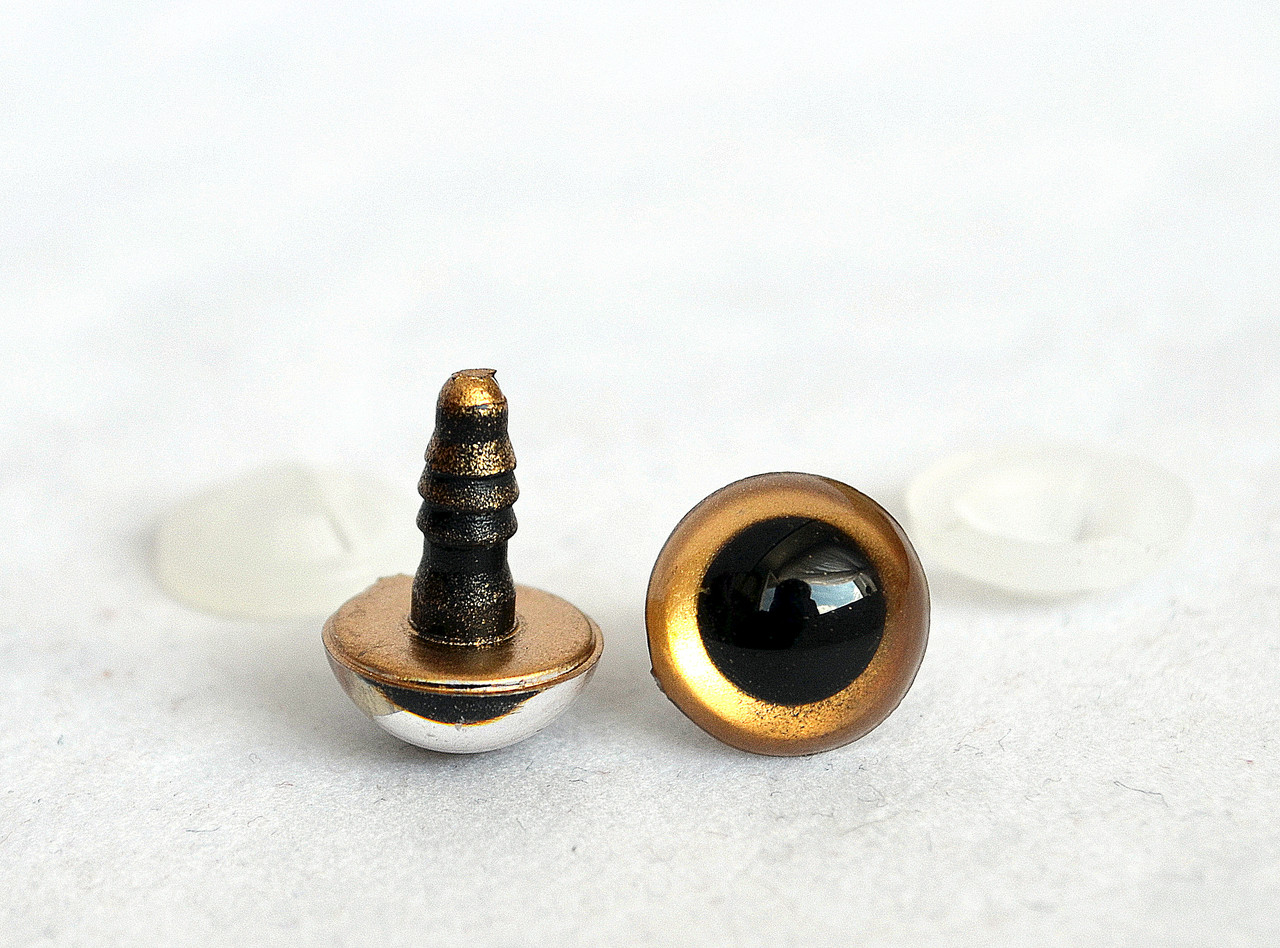 Очі для іграшок гвинтові, d-12 мм, золоті, пара, фото 1