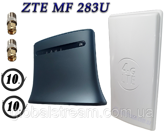 Повний комплект для 4G/LTE/3G з WiFi Роутер ZTE MF 283U + Антена планшетна MIMO 2×24dbi (48 дб) 698-2690 МГц