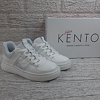 Жіночі шкіряні білі кросівки від виробника Kento
