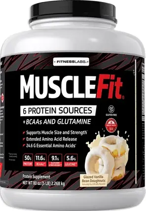 Багатокомпонентний протеїн FitnessLabs MuscleFit Protein Powder 2268 г ( смак Глазуровані ванільні пончики ), фото 1