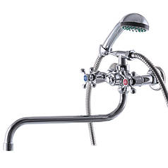 Недорогий буксовий змішувач для ванни з лійкою та шлангом для душу Master 143