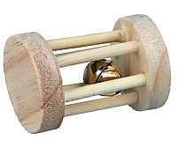 Игрушка-валик для грызунов Trixie со звонком 3.5 х 5 см Бежевая (4011905061832)