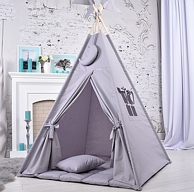 Палатка Вігвам Для Хлопчика Повний комплект Однотонний Сірий, Підвіска місяць в подарунок NEW