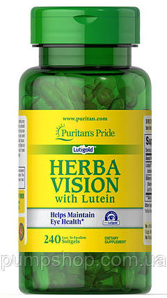 Вітаміни для очей Puritan's Pride Herbavision with Lutein and Bilberry 240 капс., фото 2