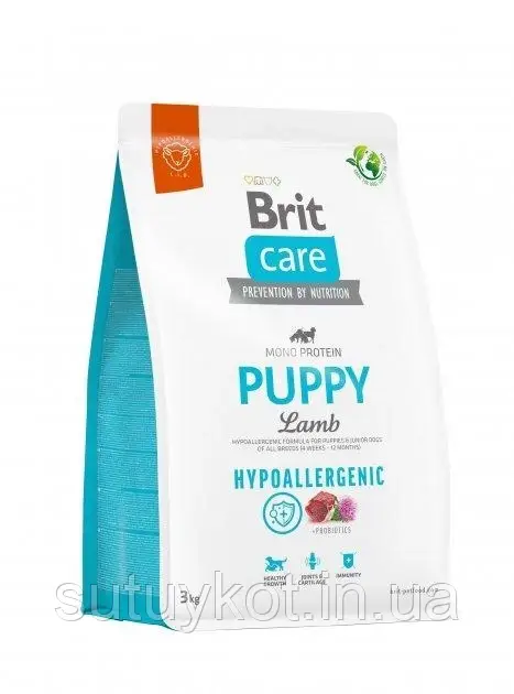 Brit Care Hypoallergenic Puppy Lamb Брит Кеа паппі корм з ягням для цуценят всіх порід, 3 кг