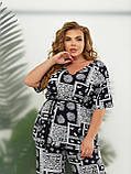 Костюм Sofia  'Модель 482' з натурального турецького штапелю, з модним принтом та вільним кроєм, фото 2