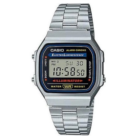 Наручний електронний годинник з підсвічуванням Casio A168WA-1W, надійний наручний годинник касіо чоловічий квадратний