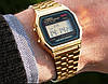 Годинник Casio золотого кольору оригінал A159WGEA-1D, наручний чоловічий електронний годинник Casio квадратний з підсвічуванням, фото 4