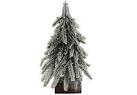Декоративная заснеженная елка на пеньке для новогоднего декора, 19 см
